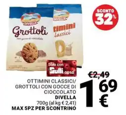 Supermercati Gulliver Ottimini classici/ Grottoli con gocce di cioccolato Divella offerta