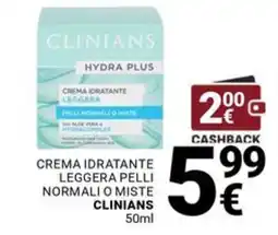 Supermercati Gulliver Crema idratante leggera pelli normali o miste Clinians offerta