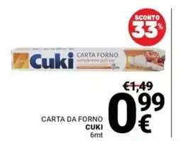 Supermercati Gulliver Carta da forno Cuki offerta
