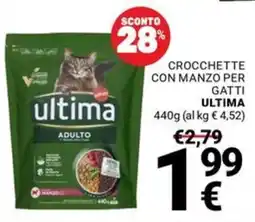 Supermercati Gulliver Crocchette con manzo per gatti Ultima Adulto offerta