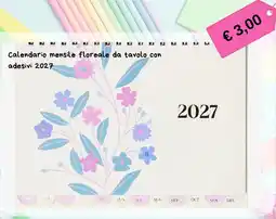 Flying Tiger Calendario mensile floreale da tavolo con adesivi 2027 offerta