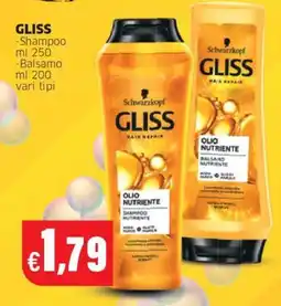 Mercati Alimentari Schwarzkopf GLISS Olio Nutriente Shampoo Nutriente offerta