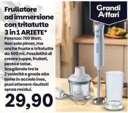 Prix Quality Frullatore ad immersione con tritatutto 3 in 1 Ariete offerta