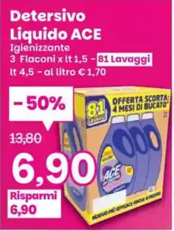 Prix Quality Detersivo liquido ACE igienizzante offerta