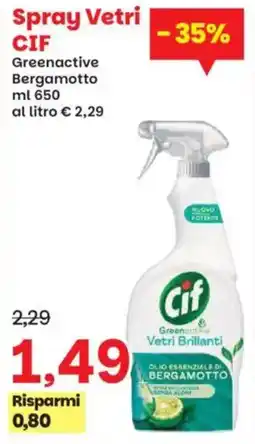 Prix Quality Spray Vetri CIF Greenactive Bergamotto offerta