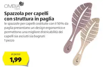 ALDI Ombia Hair Spazzola per capelli con struttura in paglia offerta