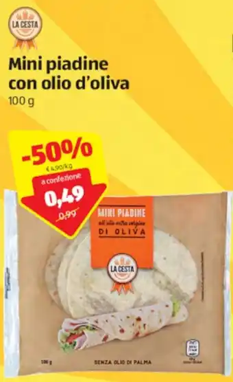ALDI La Cesta Mini piadine con olio d'oliva 100g offerta