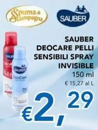Sauber deocare pelli sensibili spray invisible
