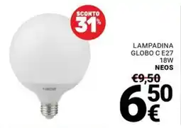 Supermercati Gulliver Lampadina globo c e27 18w neos offerta