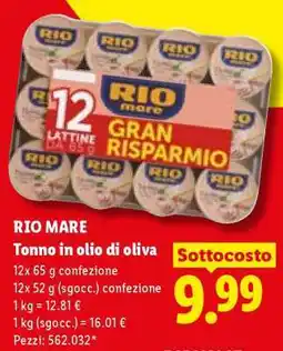 Lidl RIO MARE Tonno in Olio di Oliva offerta