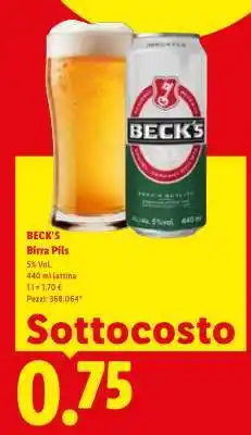 Lidl BECK'S Birra Pils offerta