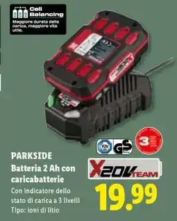 Lidl PARKSIDE Batteria 2 Ah con caricabatterie offerta