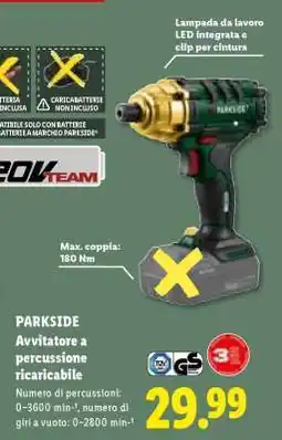 Lidl PARKSIDE Avvitatore a percussione ricaricabile offerta