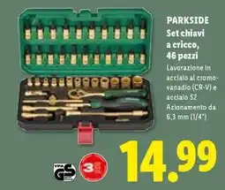 Lidl PARKSIDE Set chiavi a cricco, 46 pezzi offerta