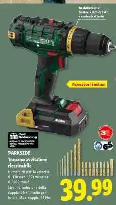 Lidl PARKSIDE Trapano avvitatore ricaricabile offerta