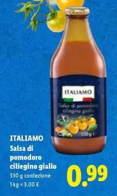 Lidl Italiamo Salsa di pomodoro ciliegino giallo offerta