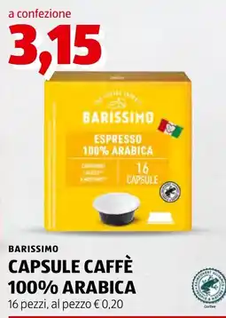 ALDI Barissimo capsule caffè 100% arabica offerta