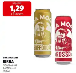 ALDI Birra Moretti Birra bionda/rossa offerta