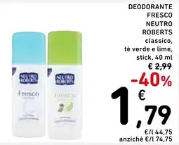 Spazio Conad Deodorante fresco neutro roberts classico offerta