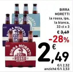 Spazio Conad Birra Moretti la rossa, ipa, la bianca offerta