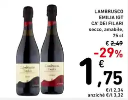 Spazio Conad Lambrusco Emilia IGT Ca' dei Filari offerta