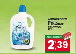 Eurospar AMMORBIDENTE DILUITO PURO AMORE 60 LAVAGGI LT.3 offerta