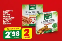 Eurospar BARRETTE VITAL DESPAR FRUTTA / CIOCCOLATO E FRUTTA SECCA GR.30X3 offerta