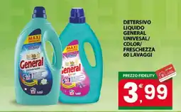 Eurospar DETERSIVO LIQUIDO GENERAL UNIVESAL/COLOR/FRESCHEZZA 60 LAVAGGI offerta