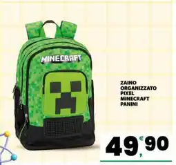 Eurospar ZAINO ORGANIZZATO PIXEL MINECRAFT PANINI offerta