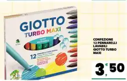 Eurospar CONFEZIONE 12 PENNARELLI LAVABILI GIOTTO TURBO MAXI offerta