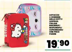 Eurospar ASTUCCIO 3 CERNIERE HELLO KITTY/SKIFIDOL ITALIAN BRAINROT/MOFUMOFU/SUPERMARIO/ONE PIECE PANINI offerta