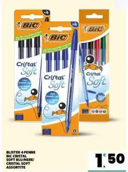 Eurospar BLISTER 4 PENNE BIC CRISTAL offerta