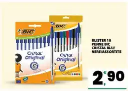 Eurospar BLISTER 10 PENNE BIC CRISTAL BLU/NERE/ASSORTITE offerta