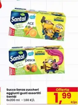 Eurospar Succo Senza zuccheri aggiunti gusti assortiti Santàl offerta