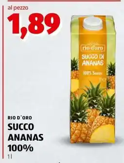ALDI RIO D'ORO SUCCO ANANAS 100% offerta