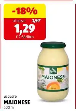 ALDI LE GUSTO MAIONESE offerta