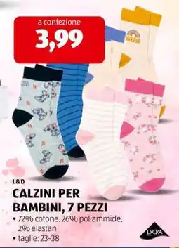 ALDI CALZINI PER BAMBINI, 7 PEZZI offerta