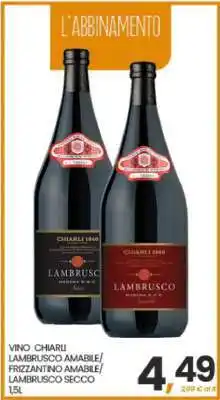 Eurospar VINO CHIARLI LAMBRUSCO AMABILE/FRIZZANTINO AMABILE/LAMBRUSCO SECCO offerta