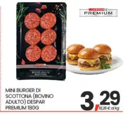 Eurospar MINI BURGER DI SCOTTONA (BOVINO ADULTO) DESPAR PREMIUM 180G offerta