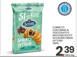 Eurospar CORNETTO CON CREMA AL CIOCCOLATO E NOCCIOLE SCOTTI offerta