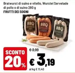 Iper La Grande Bratwurst di suino e vitello, Wurstel Servelade di pollo o di suino offerta