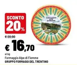 Iper La Grande Formaggio Alpe di Fiemme Gruppo Formaggi del Trentino offerta
