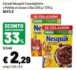 Iper La Grande Cereali Nesquik Conchigliette o Palline al cacao o Duo offerta