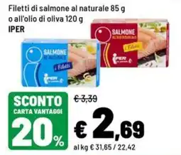Iper La Grande Filetti di salmone al naturale Iper offerta