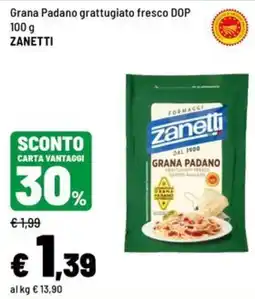 Iper La Grande Grana Padano grattugiato fresco DOP Zanetti offerta
