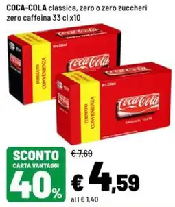 Iper La Grande Coca-Cola classica, zero o zero zuccheri zero caffeina offerta