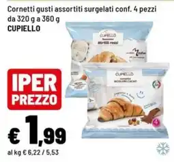 Iper La Grande Cornetti gusti assortiti surgelati CUPIELLO offerta