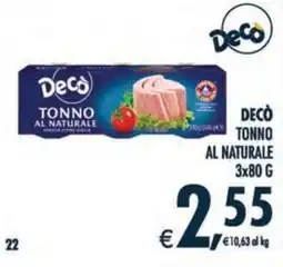 Deco Iperstore Decò tonno al naturale offerta