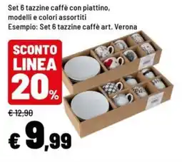 Iper La Grande Set 6 tazzine caffè art. Verona offerta