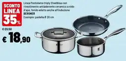 Iper La Grande Linea Pentolame triply Steelblue con rivestimento antiaderente ceramico a nido d'ape, fondo adatto anche all'induzione Bergne offerta